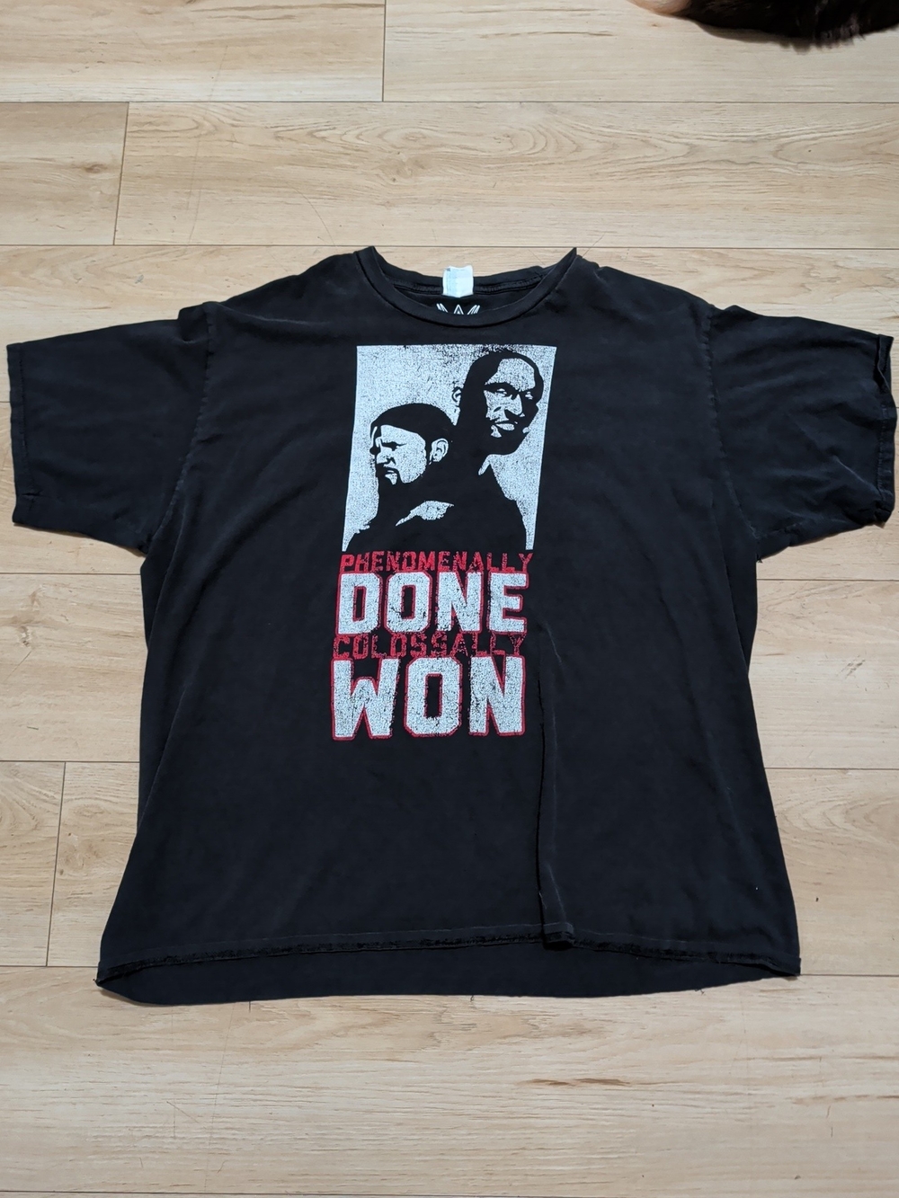 Rare Wwe AJ Styles And Osmos Black Graphic Men’s T‑Shirt with 'Done Won' Print